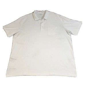 Land End Polo Shirt Mens XXL White Solid Short Sleeve Traditional Fit